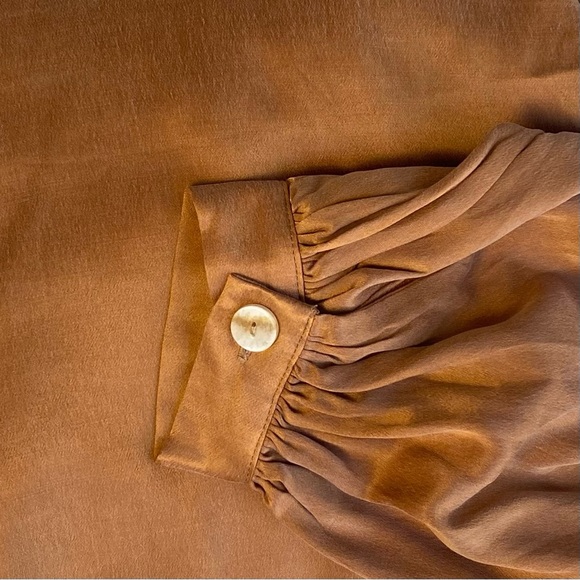 SANCIA Button-Front Midi Dress in Caramel Satin, Size S, NWT - Picture 10 of 10